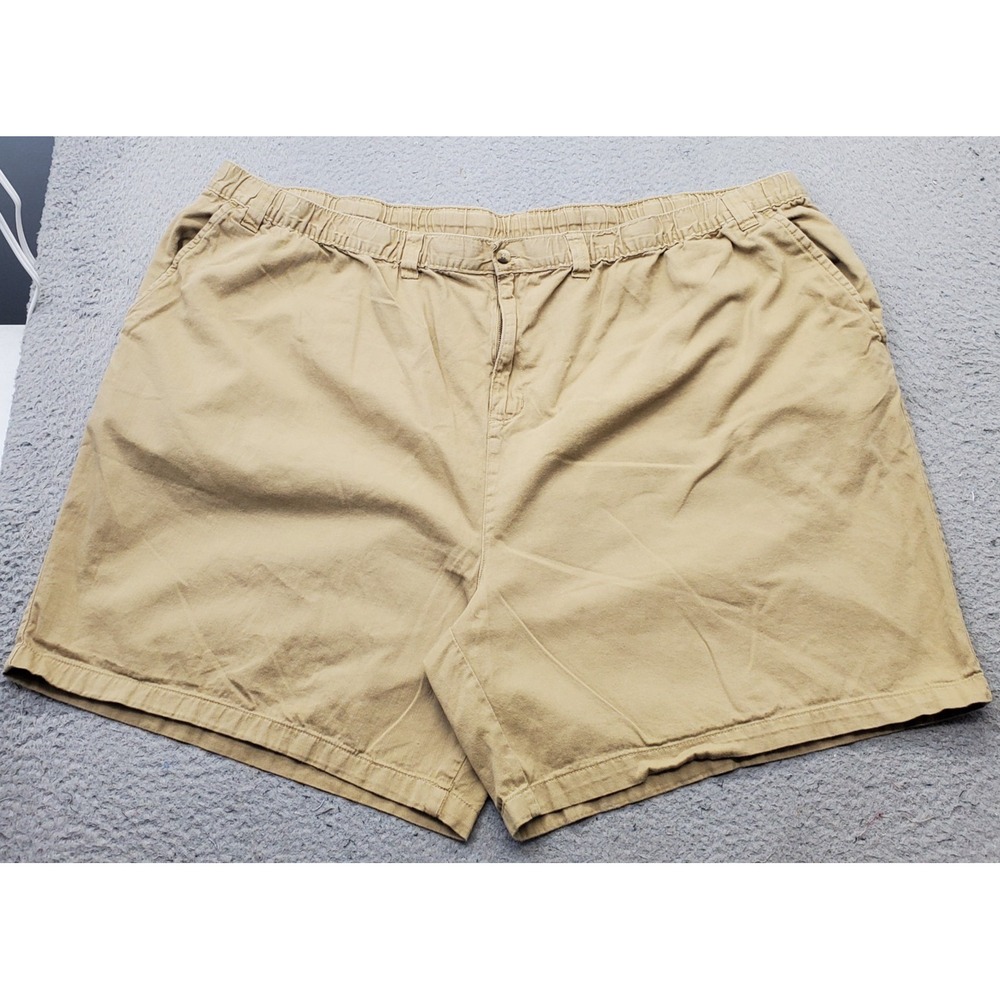 KingSize Chino Shorts Mens 4XL Tan Slash Pocket Elastic Waist Outdoor Hiking